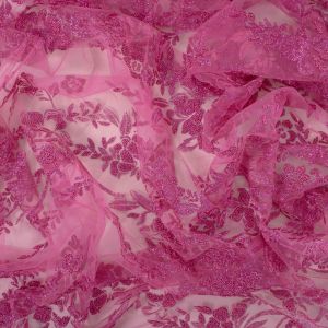 Retalho Tecido Tule Glitter Rosa Choque 1,00 Metro