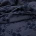 Tecido Cambraia Jeans Bordada Floral Azul Escuro
