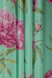 Tecido Cetim Bucol Estampa Maxi Floral Doncella Verde Tiffany