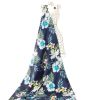 Tecido Cetim Italiano Estampa Maxi Floral Azul Marinho - OutLet