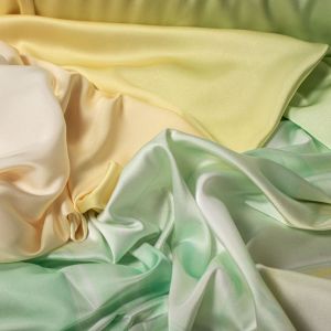 Tecido Cetim Light Gloss Floral Estampa Tie dye Amarelo e Verde