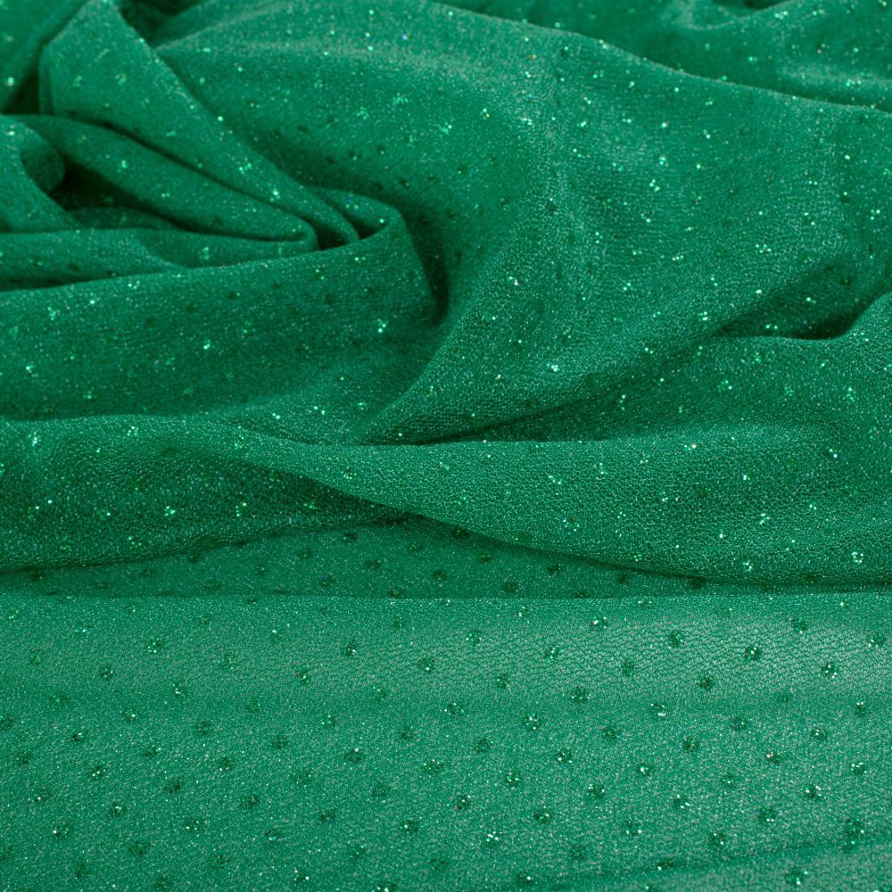 Tecido Malha Glitter Leve Point Sprit Verde Folha