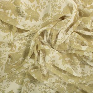 Tecido Musseline Toque de Seda Estampa Floral Branco