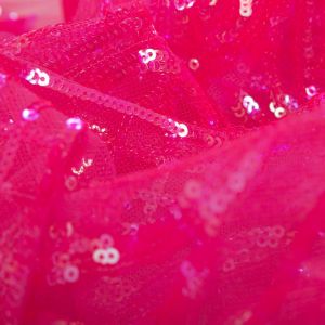 Tecido Paetê Arabesco Pink Flúor