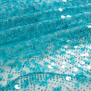 Tecido Paetê Glitter Azul Aquario