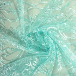 Tecido Renda Fios Acetinados Azul Tiffany