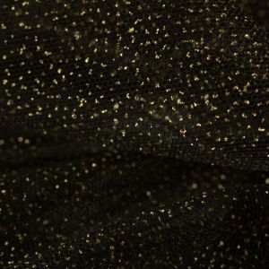 Tecido Tule Glitter Preto com Dourado