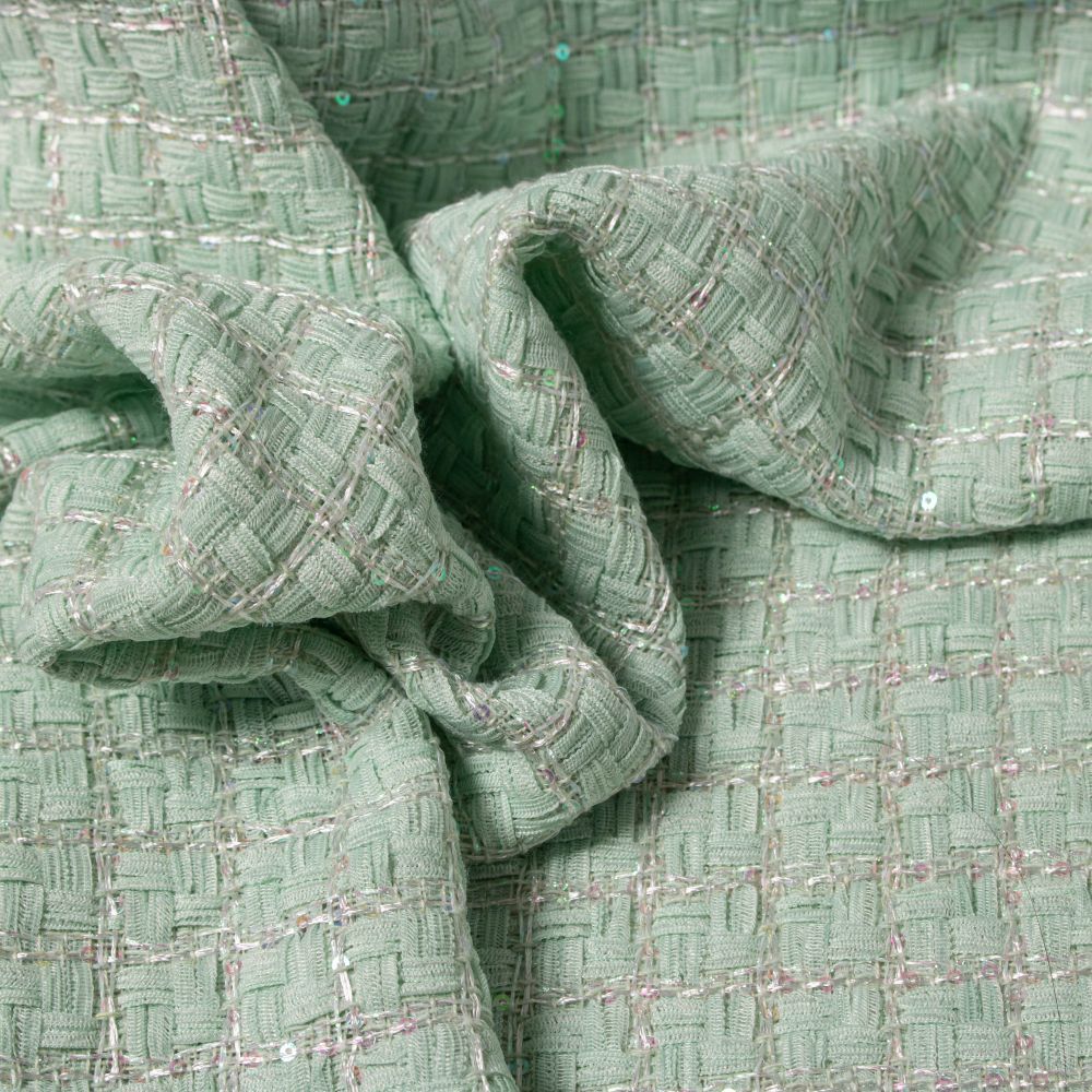 Tecido Tweed Paete Verde Menta Intenso